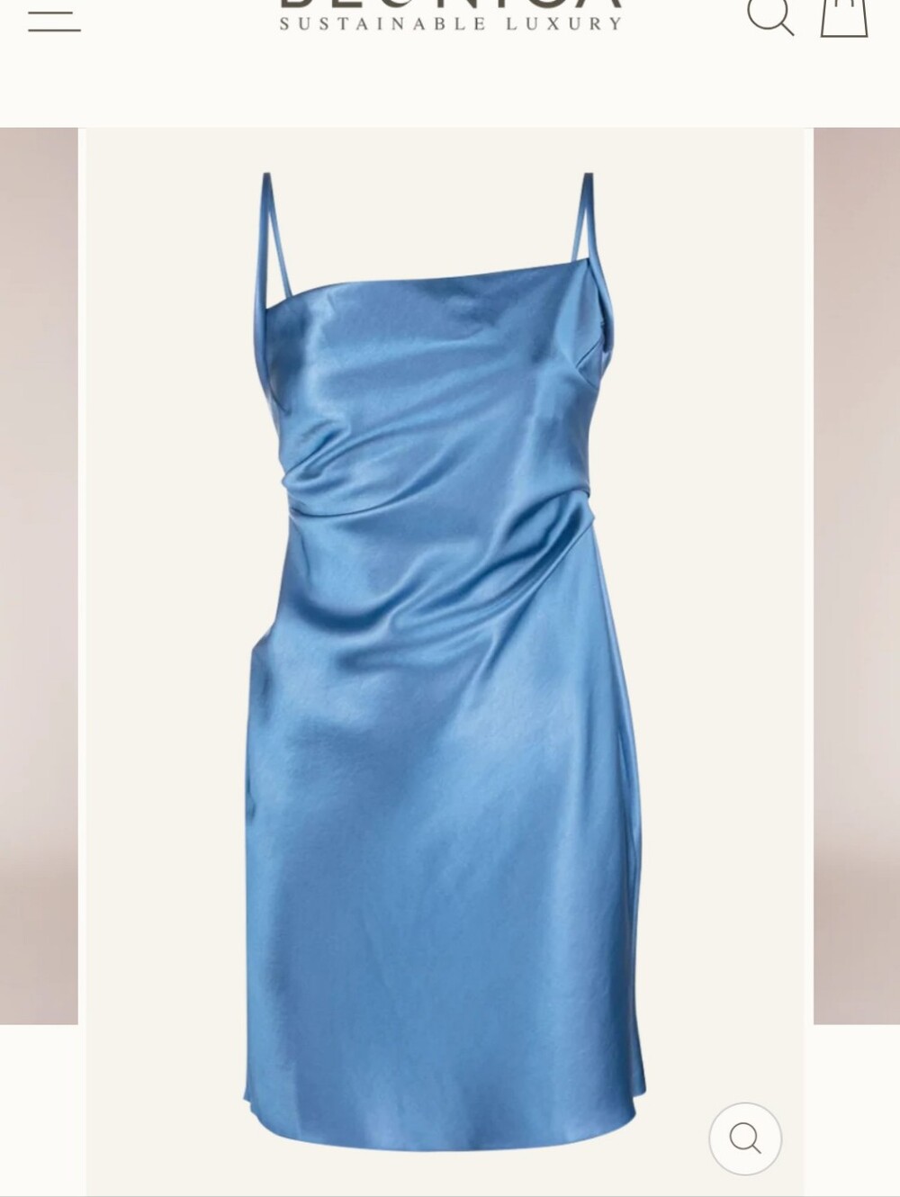 Satin Square-Neck Slip Dress in Blue - Picture 2 of 7